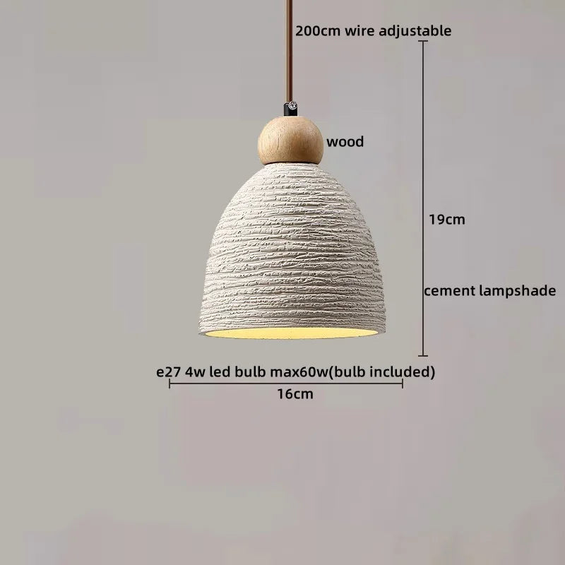 DecorBites™ LED Pendant Lights for Modern Decor with Cement Wood Design