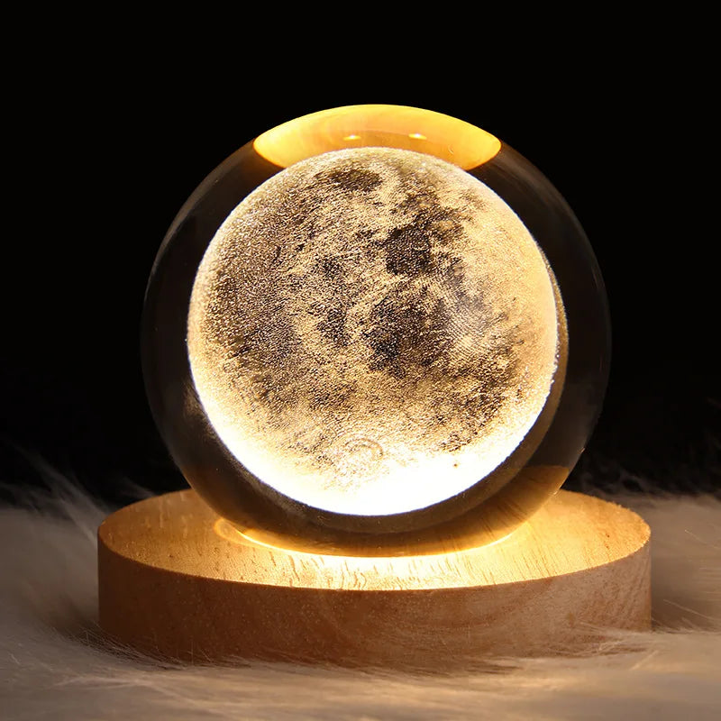 DecorBites™ Astronaut Crystal Ball Night Light: USB Powered Warm Bedside Lamp, Perfect Christmas Gift
