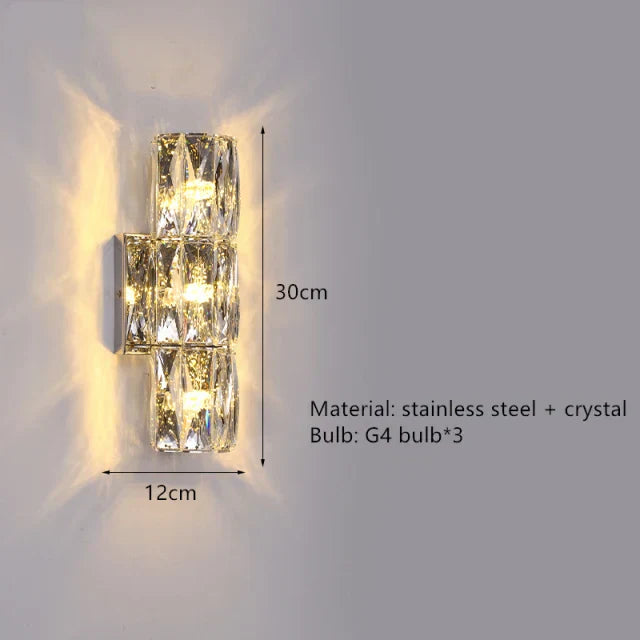 DecorBites™ Contemporary Crystal Wall Sconce for Bedside, Bathroom, Corridor, Aisle, TV Background Lighting