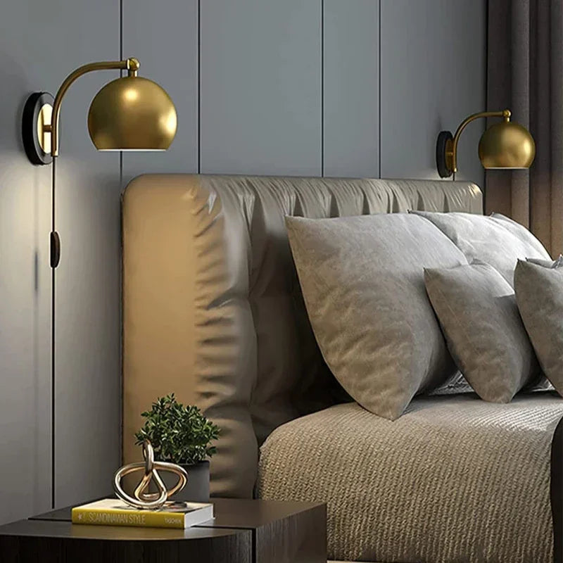 ™ Gold Adjustable Plug-In Wall Sconce for Vintage Industrial Home Decor