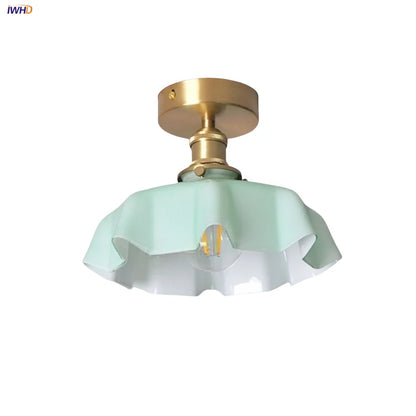 DecorBites™ Blue Flower Glass LED Ceiling Light | Nordic Modern Flush Mount Lamp