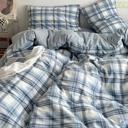 ™ Japanese Style Cotton Printed 4Pcs Bedding Set with Double-Sided Design