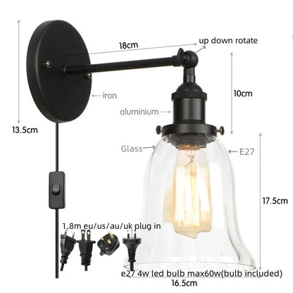 DecorBites™ LED Glass Wall Lamp Industrial Stair Light Fixture for Home Decor
