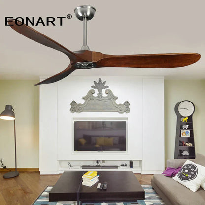 DecorBites™ 60" Solid Wood DC Ceiling Fan Without Light & Remote Control