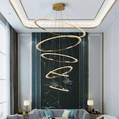 DecorBites™ Crystal Chandelier: Stair Pendant Lamp, Living Room & Interior Lighting