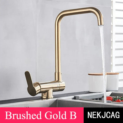 DecorBites™ 360° Rotating Black Kitchen Faucet, Deck Mount Sink Mixer Tap, 304 Stainless Steel