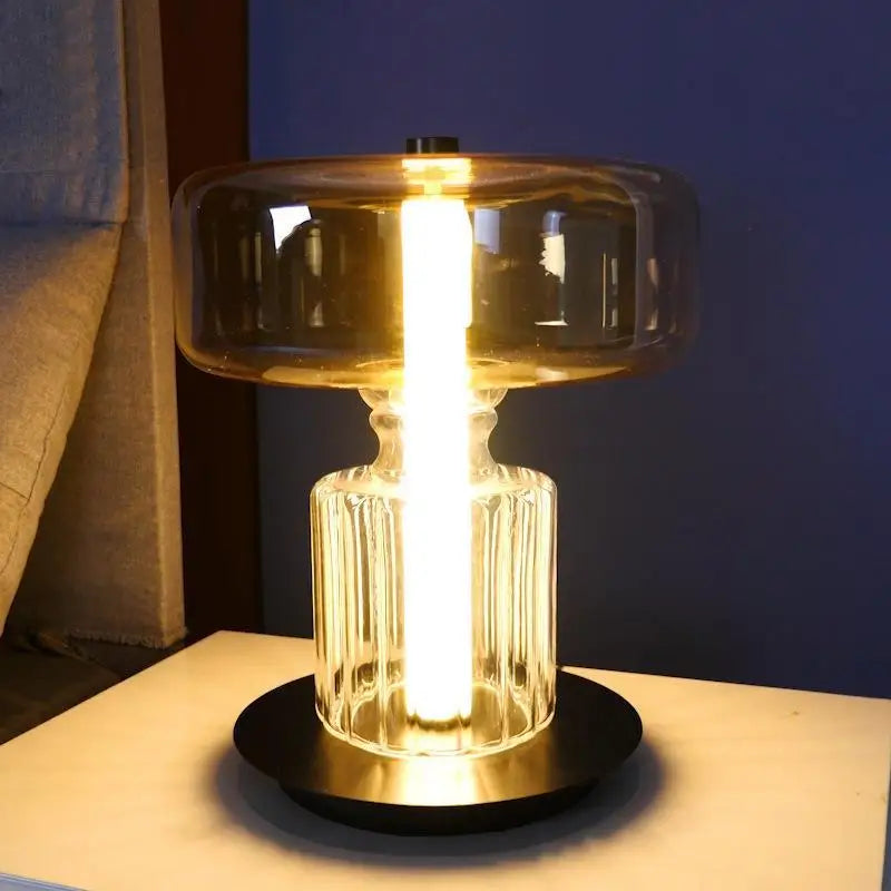 DecorBites™ Glass Art Desk Lamp: Nordic Minimalist Design for Bedroom and Living Room