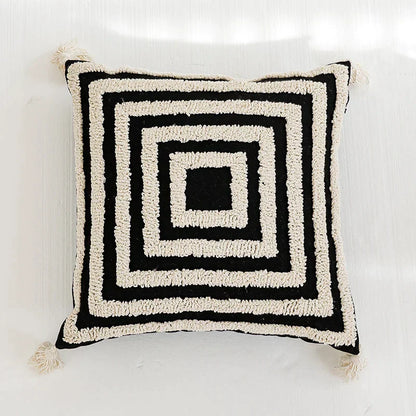 DecorBites™ Boho Tufted Pillow Cover with Tassels - 45x45cm Square for Home Décor