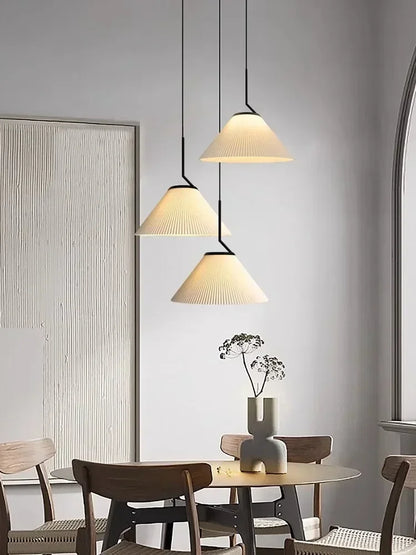 DecorBites™ Cream LED Pendant Light Nordic Pleated Chandelier for Home Decoration