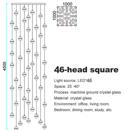 DecorBites™ Crystal Ceiling Chandelier for Staircase & Hallway, Elegant Long Cable Pendant Light