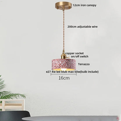 DecorBites™ Terrazzo Stone LED Pendant Lamp for Industrial Loft, Bar, Coffee, Living Room.