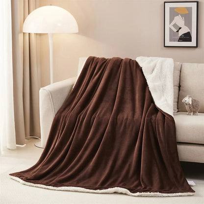DecorBites™ Cozy Sherpa Twin Blanket - Reversible Fleece and Velvet Plush Warm Winter Bed Throw