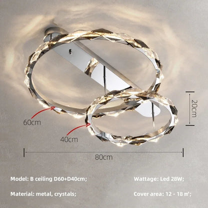 DecorBites™ Crystal Chandelier Pendant Light - Dimmable Modern Luxury LED Chrome Luminaria