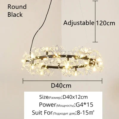 DecorBites™ Crystal Bionic Petals Chandelier for Living Dining Bedroom Hall Hotel Decor