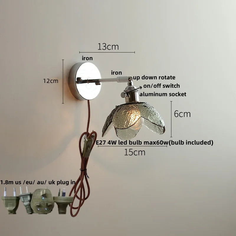 DecorBites™ Clear Glass LED Wall Sconce Pull Chain Modern Light Fixtures