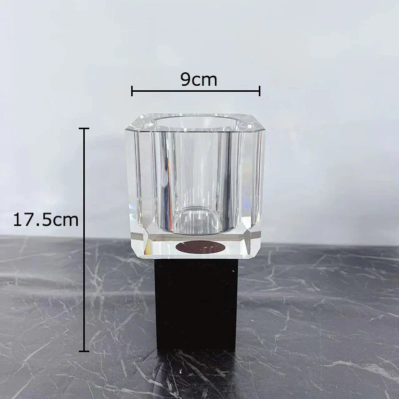 DecorBites™ Crystal Glass Vase with Artificial Flowers, Modern Home Decor