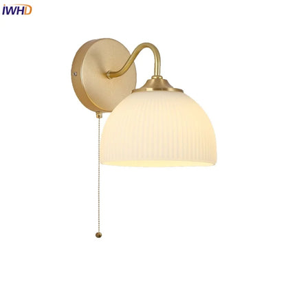 DecorBites™ LED Glass Wall Sconce Pull Chain Switch Modern Stair Light Fixtures