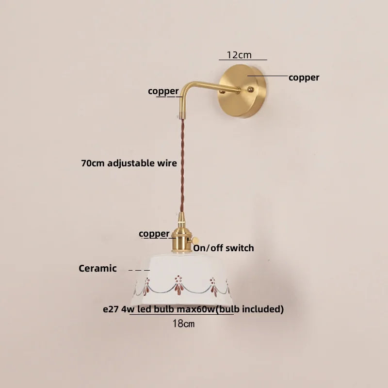 DecorBites™ LED Ceramic Wall Lamp - Pull Chain Switch, Rotating Up Down Light