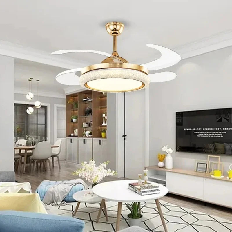 DecorBites™ 42" Invisible Ceiling Fan Light Remote Control LED Retractable Blades.