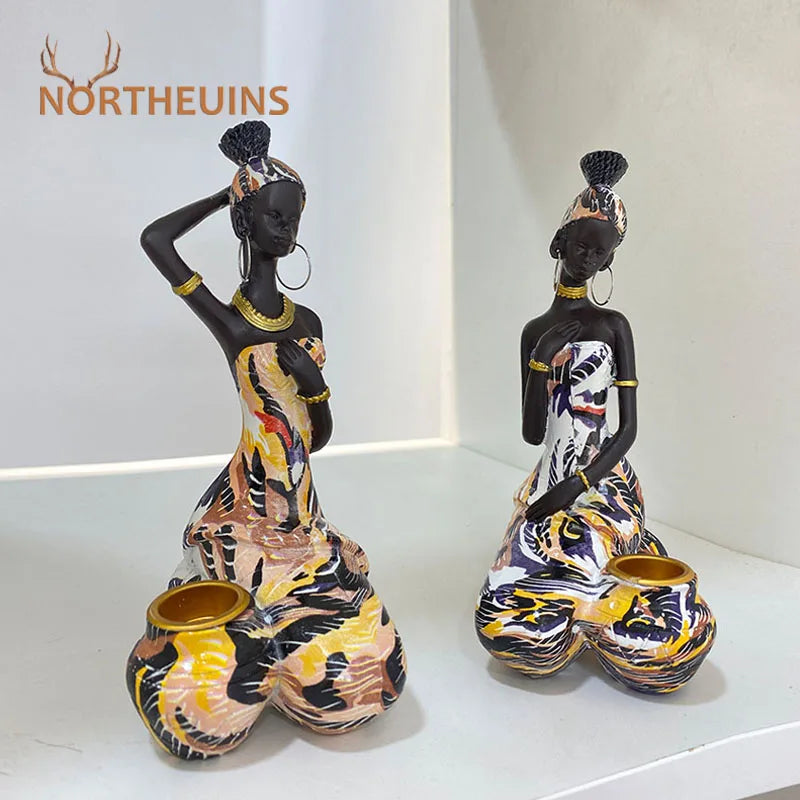 DecorBites™ Black Woman Candlestick: African Exotic Statue for Interior Decor & Desktop Accessories