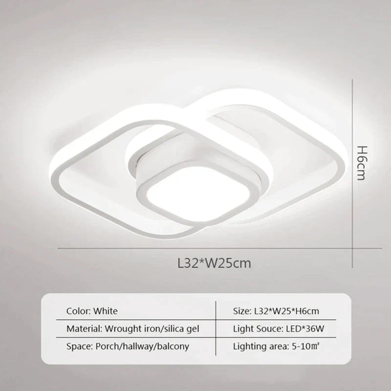 DecorBites™ Black Square LED Ceiling Lamp: Modern Lighting for Corridor, Aisle, Cloakroom, Balcony