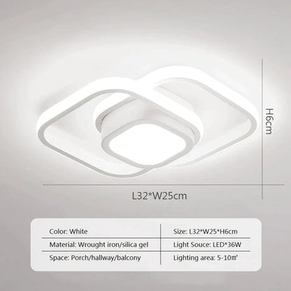 DecorBites™ Black Square LED Ceiling Lamp: Modern Lighting for Corridor, Aisle, Cloakroom, Balcony
