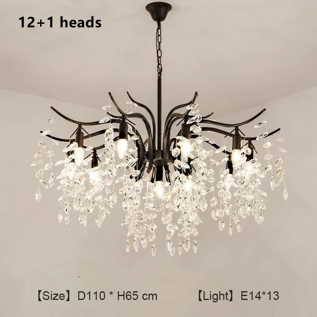 DecorBites™ Crystal Chandelier: Modern Luxury LED Branch Lighting for Living Room & Bedroom