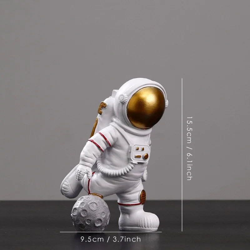 DecorBites™ Astronaut Figurines: Modern Spaceman with Moon Sculpture, Perfect Gift for Man & Boyfriend