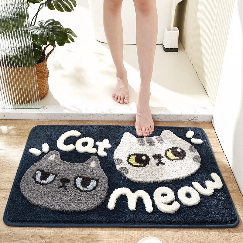 DecorBites™ Cartoon Puppy Flocked Bathroom Rug Thicken Super Absorbent Water Bath Rugs