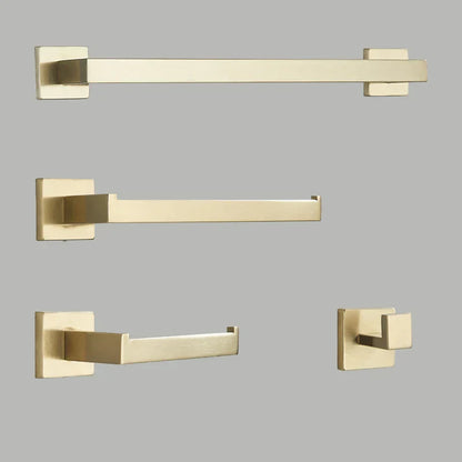 DecorBites™ Brushed Gold Bathroom Hardware Set Stainless Steel Towel Bar Robe Hook Toilet Paper Holder