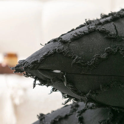DecorBites™ Black Boho Lumbar Woven Pillow Cover for Bed Bedroom Decor