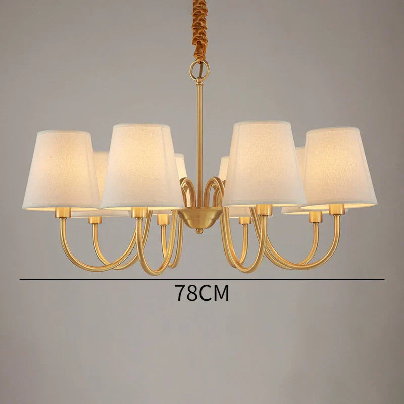 DecorBites™ Copper Ceiling Chandelier with Fabric Lampshade for Living Room and Bedroom