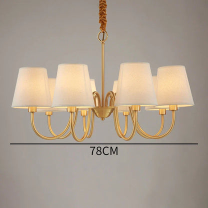DecorBites™ Copper Ceiling Chandelier with Fabric Lampshade for Living Room and Bedroom