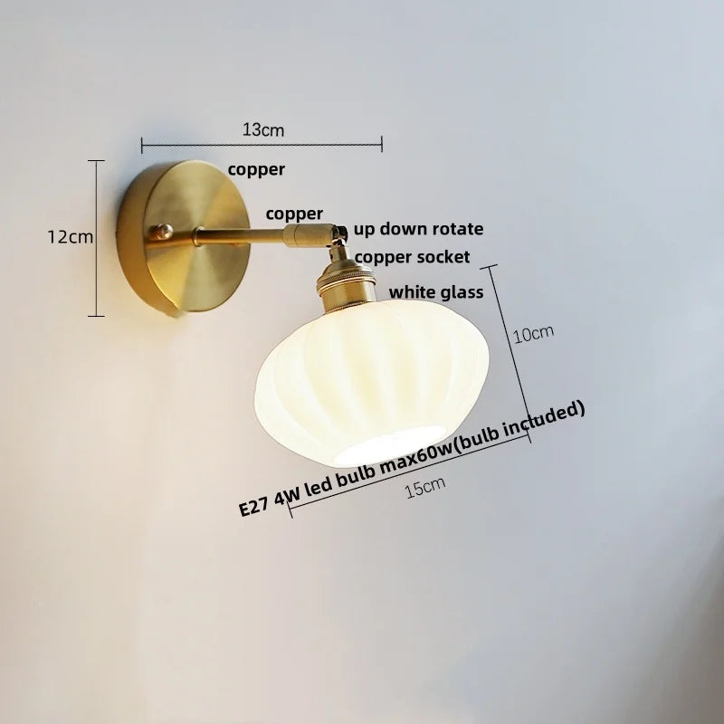 DecorBites™ Blue Glass Wall Sconce Pull Chain Switch Rotate Stair Light