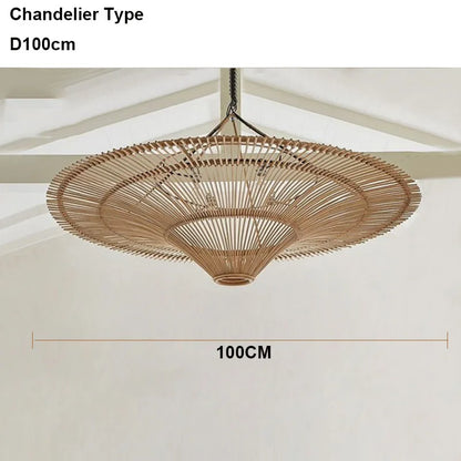 DecorBites™ Handmade Rattan Wicker Chandelier for Home and Shop Decor