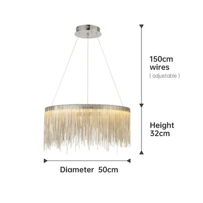 DecorBites™ Gold Chain Chandelier with Remote Control - Modern LED Pendant Light for Home Décor