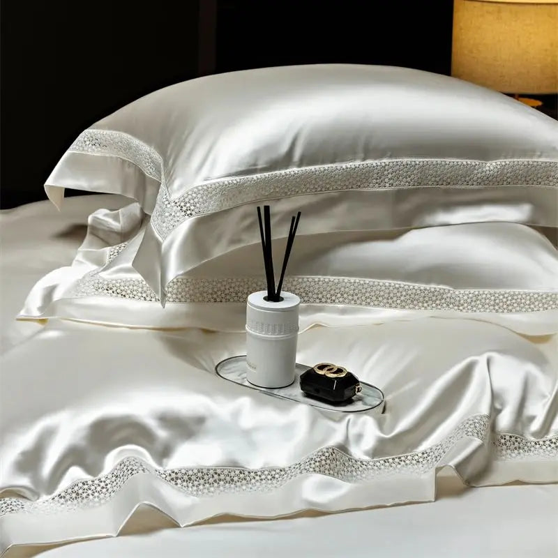 DecorBites™ French Hollow Luxury Bedding Set with Lyocell Cotton Duvet Cover, Sheet & Pillowcases