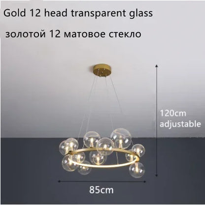 DecorBites™ Glass Ball LED Chandelier: Modern Nordic Style for Living, Dining, Kitchen, Study