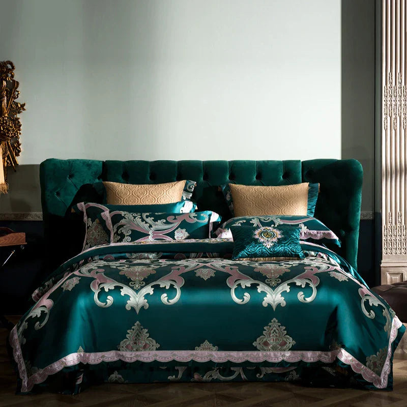 DecorBites™ 200S Embroidery Egyptian Cotton Bedding Set Queen King Linens