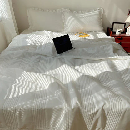 DecorBites™ Korean Princess Lace Ruffles Summer Quilt Bedspread - 3Pc Bedding Set