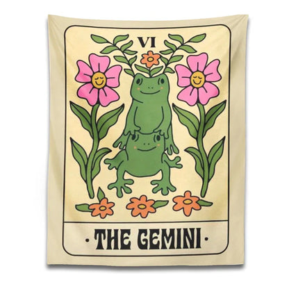 DecorBites™ Gemini Frog Constellation Wall Hanging Tapestries for Boho Room Decor