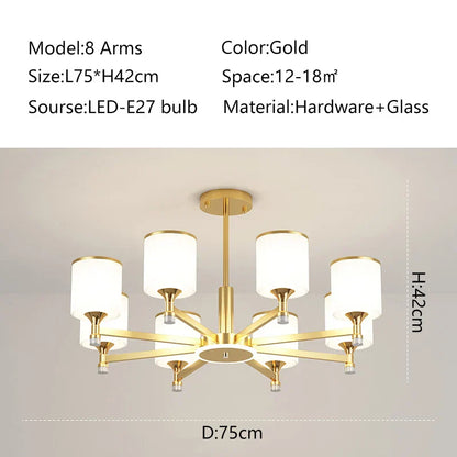 DecorBites™ Glass Chandelier: Nordic Modern LED Hanging Light for Living Room and Bedroom