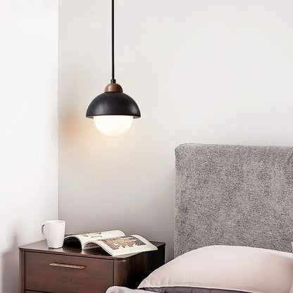 DecorBites™ Glass Ball LED Pendant Lights Black Travertine Wabi Sabi Hanging Lamp