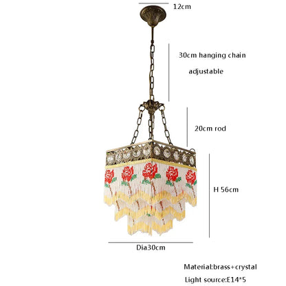 DecorBites™ Black Rose Tassel Pendant Lights, Classic Retro Lustres for Living Room