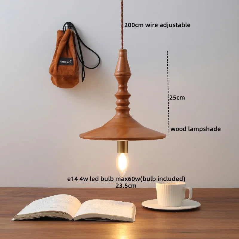 DecorBites™ Japanese Style LED Wooden Pendant Light Fixture for Home Decor and Restaurant