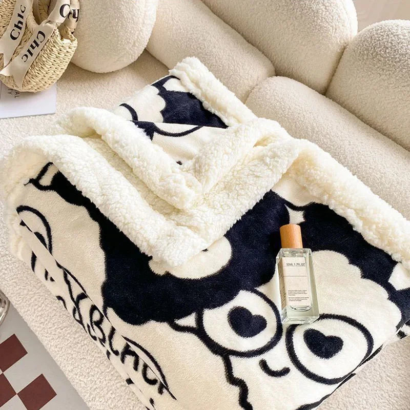 DecorBites™ Cartoon Print Cozy Blanket - Milk Velvet & Cashmere - Winter/Spring Duvet Cover