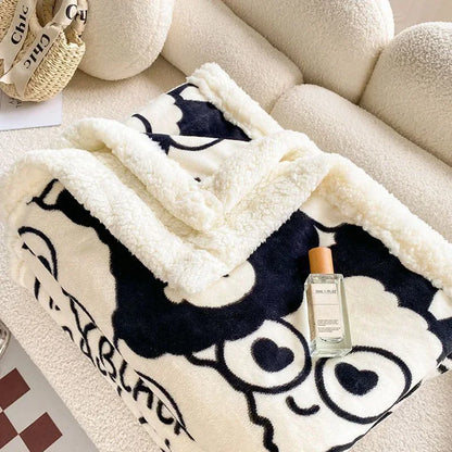DecorBites™ Cartoon Print Cozy Blanket - Milk Velvet & Cashmere - Winter/Spring Duvet Cover