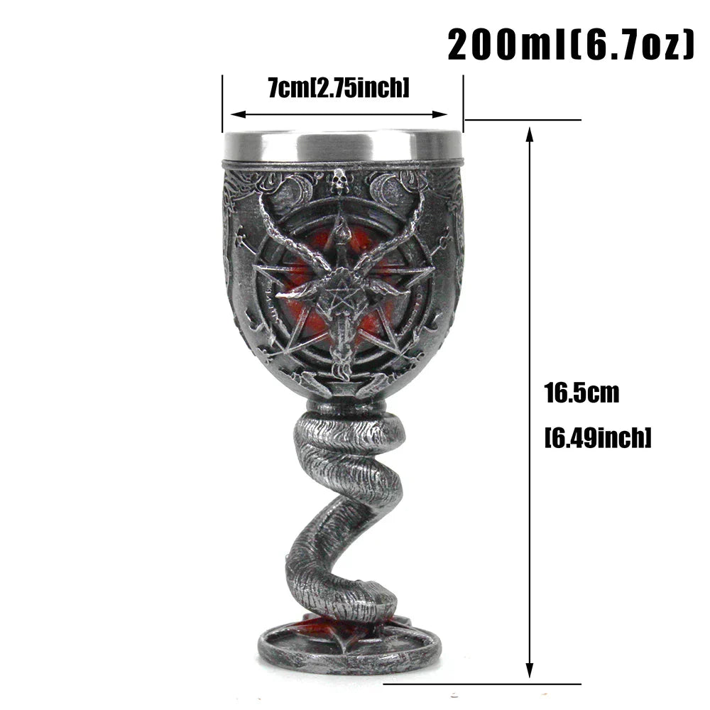 DecorBites™ Baphomet Wine Glass Horn Cocktail Stainless Steel Goblet Whiskey Cup Bar Drinkware