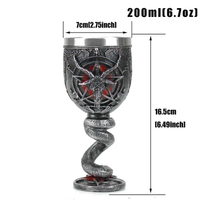 DecorBites™ Baphomet Wine Glass Horn Cocktail Stainless Steel Goblet Whiskey Cup Bar Drinkware