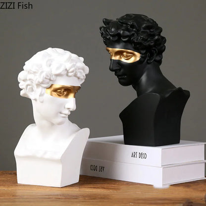 DecorBites™ Gold David Statue Resin Sculpture Artwork Ornament for Living Room